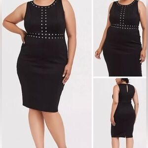 Torrid Scuba Chrome Studded Knit Shift Dress Holiday Black 6X Parties